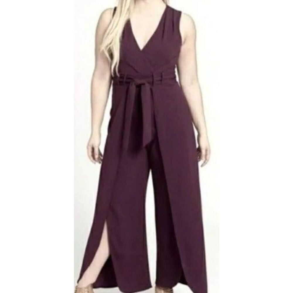Shelby and Palmer Sleeveless V Neck Split Flare Leg Jumpsuit, Size 14
